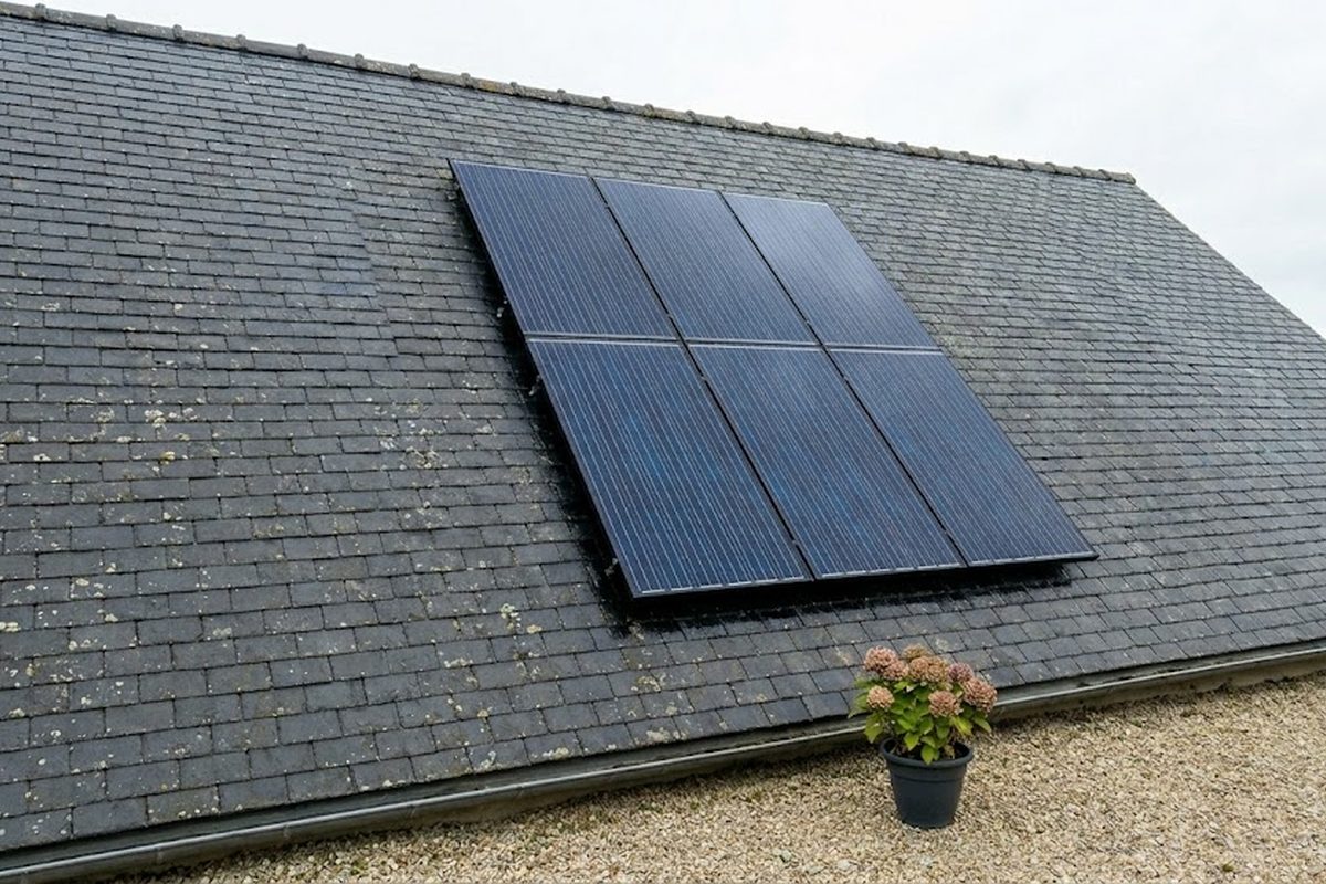 Panneaux solaires propres après nettoyage dans le Morbihan